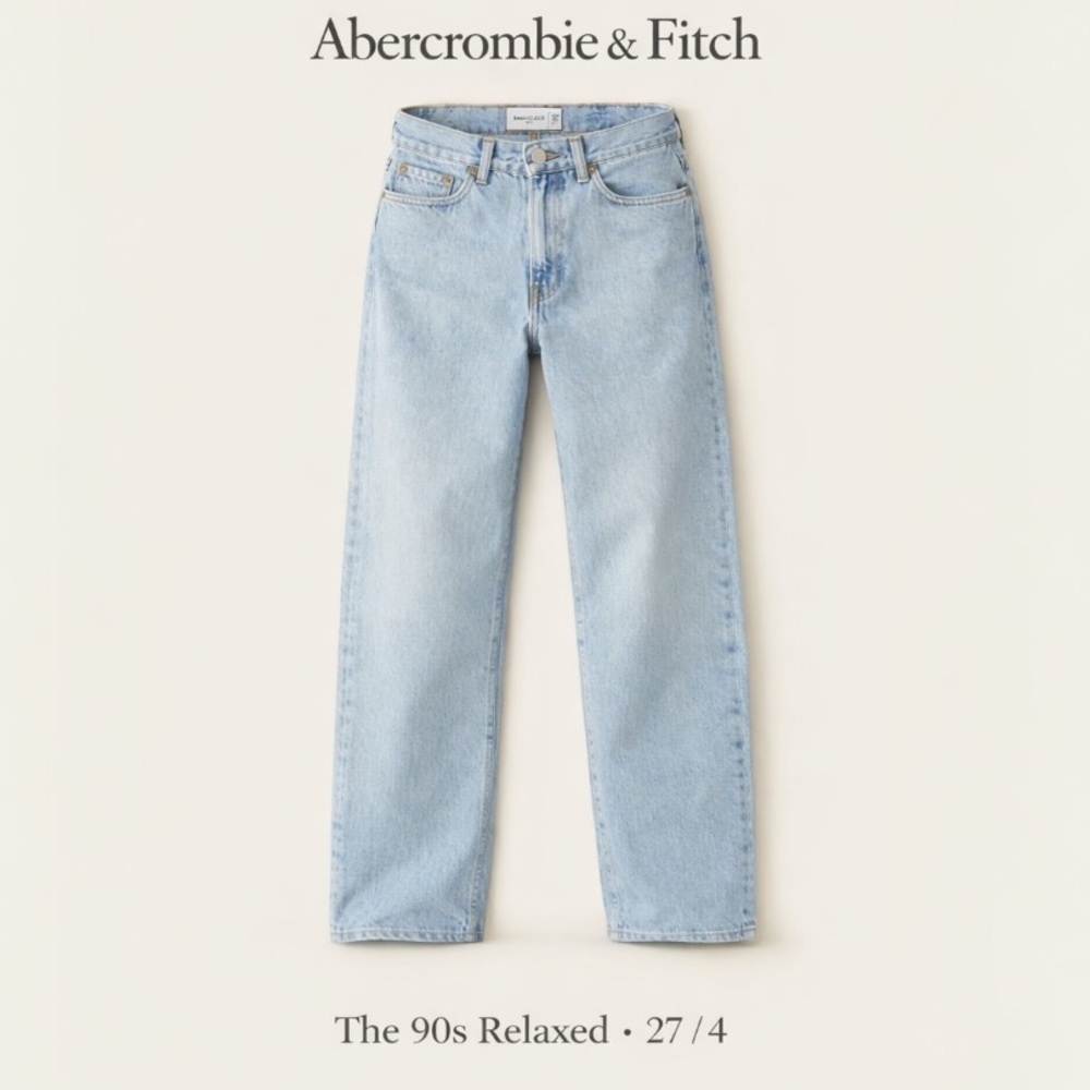 Abercrombie 90s Relaxed Jean High Rise 27 Light Wash Baggy EUC